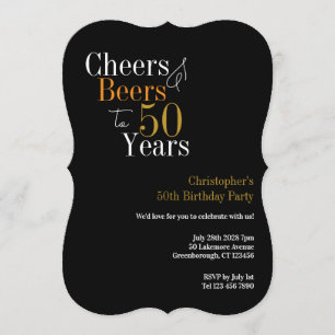 50th Birthday Cheers and Beers Party Invitation