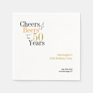 50th Birthday Cheers and Beers Party Napkin