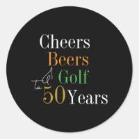 50th Birthday Cheers Beers Golf Black and Gold
