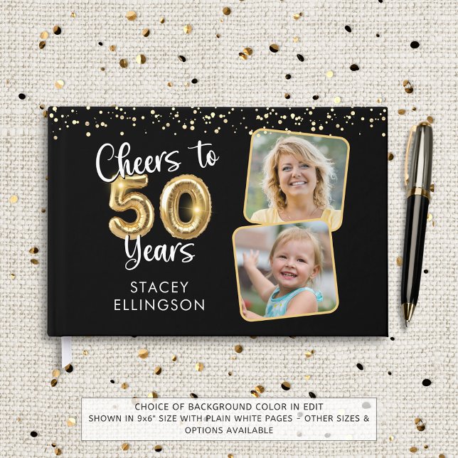 50th Birthday Cheers to 50 Years 2 Photos Guest Book (Creator Uploaded)