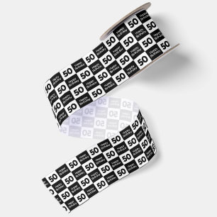 50th Birthday Chequerboard Design Satin Ribbon