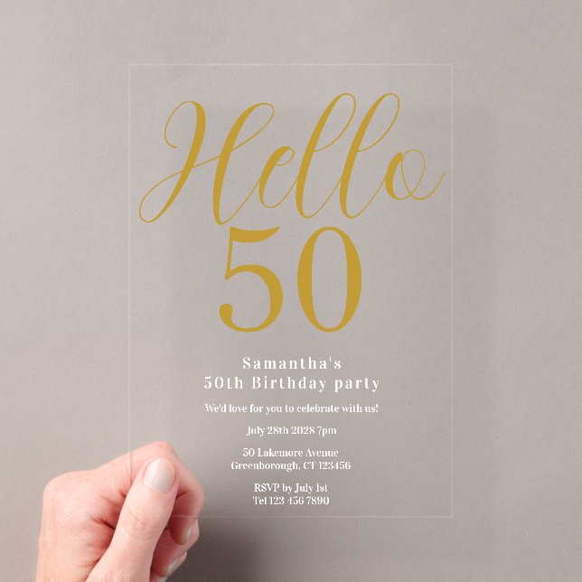 50th Birthday Chic Birthday Acrylic Invitations (Insitu (Handheld))