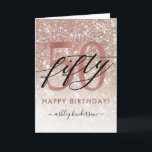 50th Birthday Chic Glitter Ombre Card<br><div class="desc">Modern chic girly birthday card for 50th  birthday. Design featuring champagne sparkly glitter texture,  rose gold 50 and calligraphy script fifty. Personalise with a name and your message.</div>