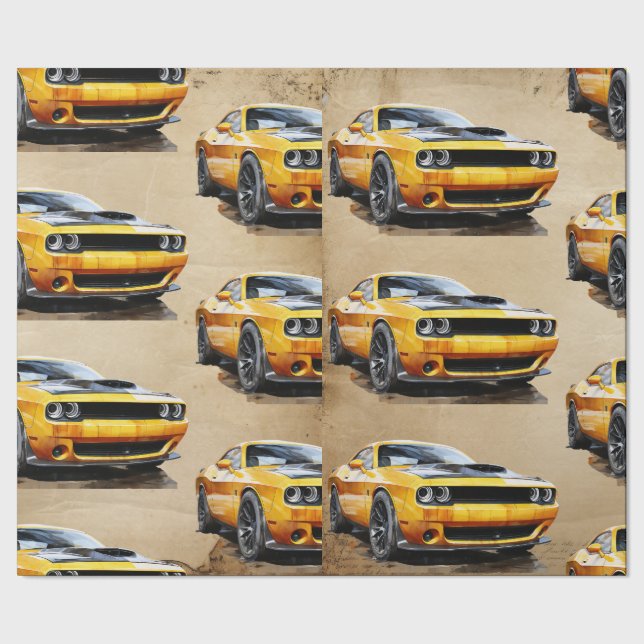 50th Birthday Classic Muscle Car  Wrapping Paper (Seam)