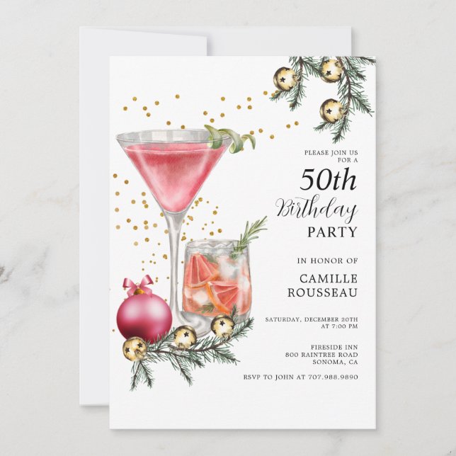 50th Birthday Cocktail Party Invitation (Front)