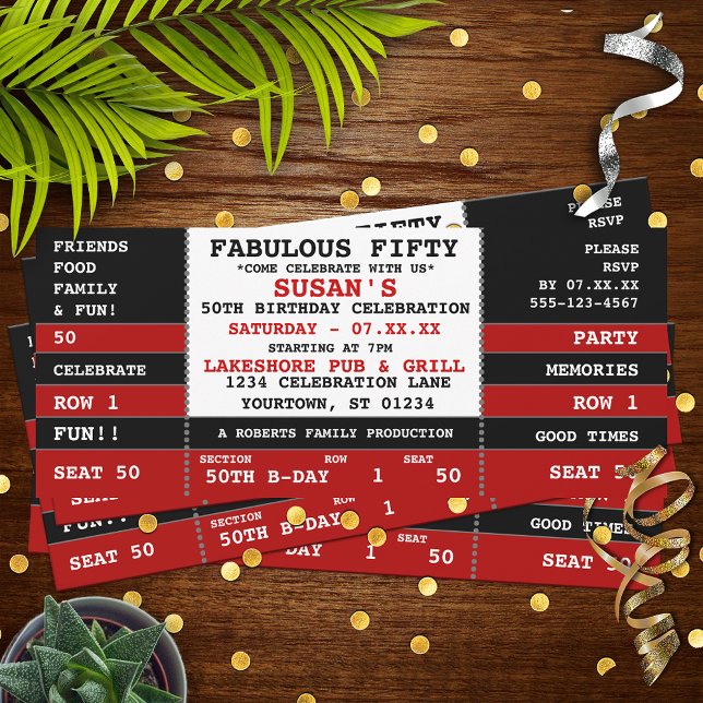 50th Birthday Concert Ticket Party Invitation (Creator Uploaded)