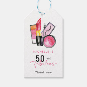 50th Birthday Cosmetics Beauty Woman 50 & Fabulous Gift Tags