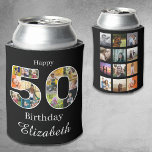 50th Birthday Create Your Own Multi Photo Can Cooler<br><div class="desc">A wonderful way to say happy 50th Birthday to somebody special with a unique classical design black and white can cooler. Use our template to create your own custom photo collage. This loving birthday party accessory for that wonderful person has a simple elegant chic format with a beautiful typography. The...</div>