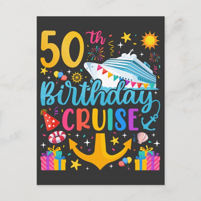 50th Birthday Cruise B-Day Party Postcard (Front)