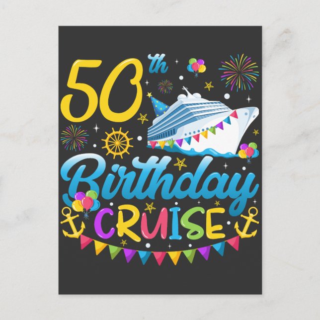 50th Birthday Cruise B-Day Party Postcard (Front)