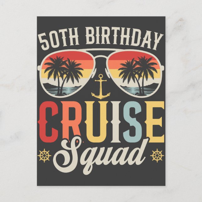 50TH Birthday Cruise Squad Family Matching Postcard (Front)