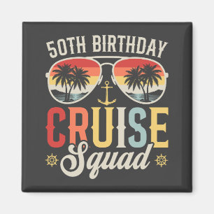 50TH Birthday Cruise Squad Family Matching Square Magnet