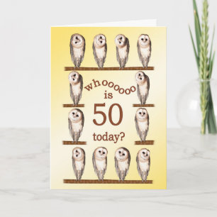 50th birthday, Curious owls card. Card