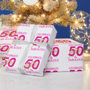 50th Birthday Custom Name 50 and Fabulous Wrapping Paper