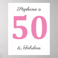 50th Birthday Custom Name Pink Fifty And Fabulous