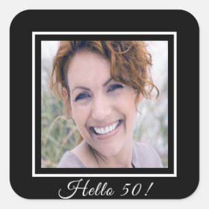 50th birthday custom photo black woman square sticker