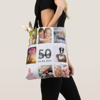 50th birthday custom photo collage woman white