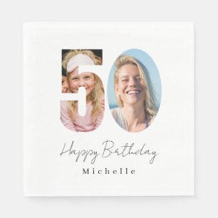 50th Birthday Custom Photo Napkins