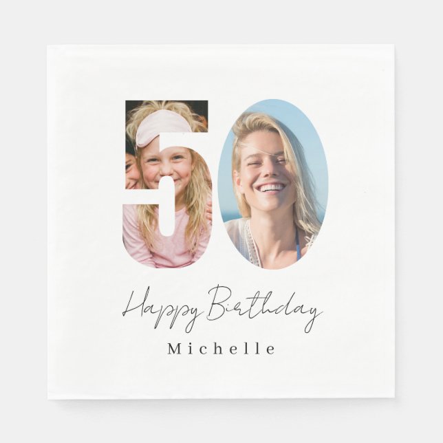 50th Birthday Custom Photo Napkins (Front)