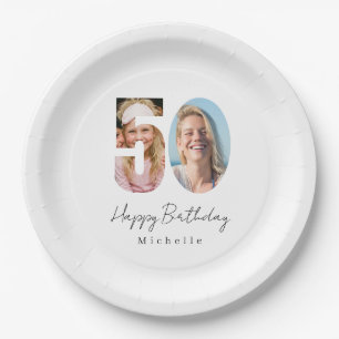 50th Birthday Custom Photo Paper Plates