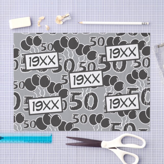 50th Birthday Customise Birth Year Template Tissue Paper (Craft)