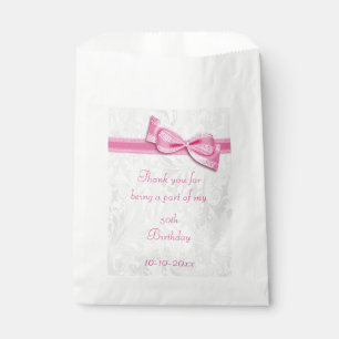 50th Birthday Damask and Faux Bow Favour Bags