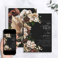 50th Birthday Dark Moody Neutral Magnolia Floral