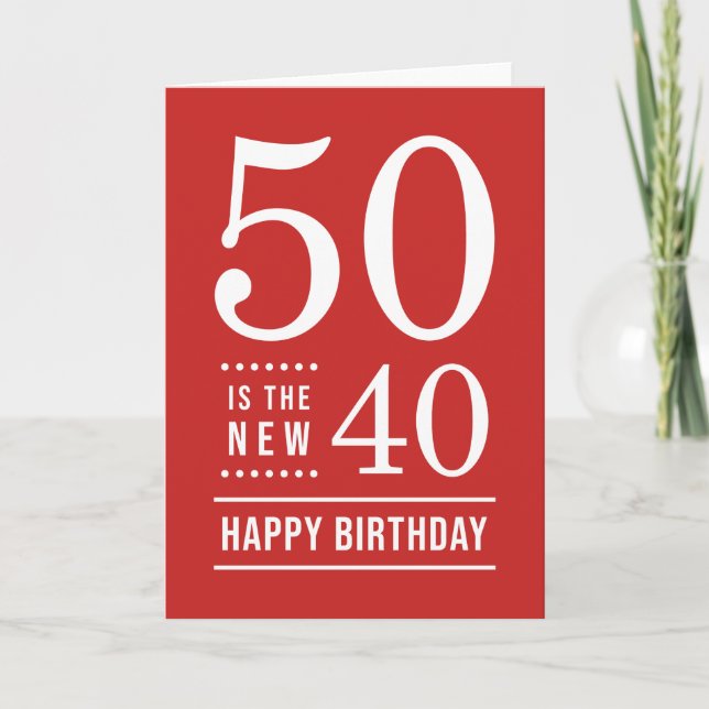 50th Birthday Editable Colour 50 is the new 40 Card (Front)