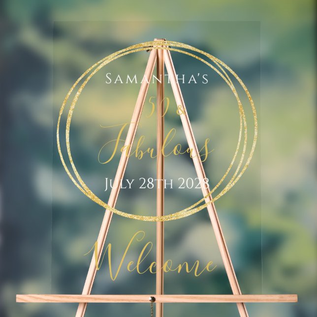 50th Birthday Elegant Birthday Party Welcome Acrylic Sign (Neutral)