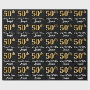 50th Birthday: Elegant Luxurious Faux Gold Look # Wrapping Paper