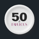 50th Birthday Elegant Party Paper Plates<br><div class="desc">Celebrate turning 50 in style with this elegant 50th birthday design. 50 and Fabulous in magenta and black text. Any of the designs you see in this store can be customised and put on any of the many Zazzle products!</div>