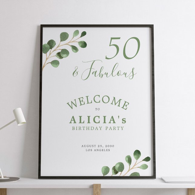 50th birthday elegant party welcome sign (Creator Uploaded)