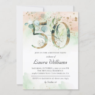 50th Birthday Eucalyptus Greenery Invitation