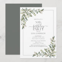 50th Birthday Eucalyptus Sage Green Botanical
