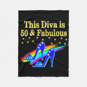 50TH BIRTHDAY FABULOUS DIVA DESIGN FLEECE BLANKET