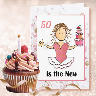 50th Birthday Fabulous Funny Woman Cartoon Card