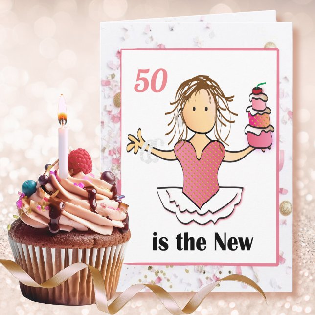 50th Birthday Fabulous Funny Woman Cartoon Card (Creator Uploaded)