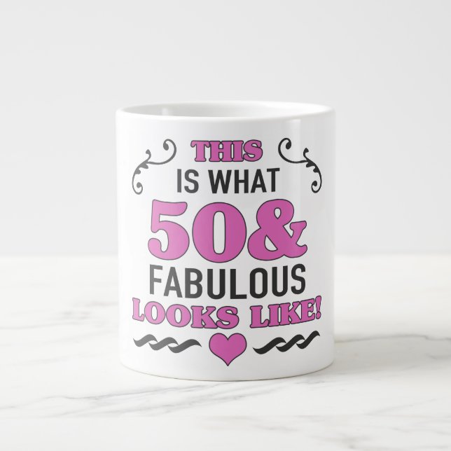 50th Birthday Fabulous Large Coffee Mug (Front)