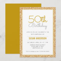 50th Birthday Faux Gold Glitter