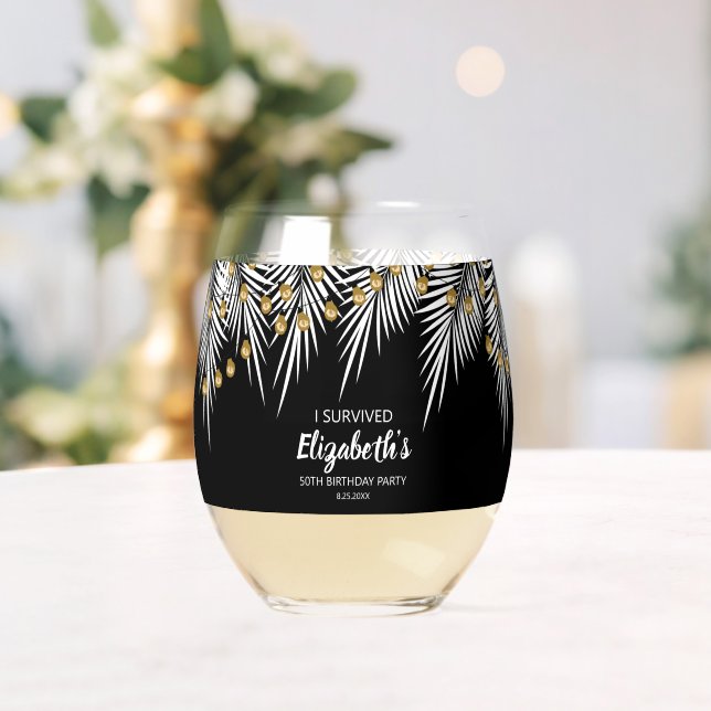 50th Birthday Favour Drinkware Set Stemless Wine Glass (Insitu (Wedding))