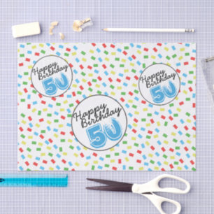 50th Birthday Festive Colourful Tissue Paper