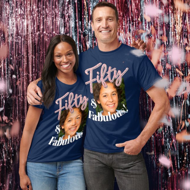50th birthday fifty and fabulous glitter art photo T-Shirt (Creator Uploaded)