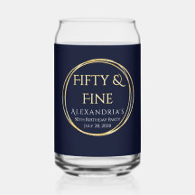 50th Birthday Fifty and Fine Navy Gold Custom