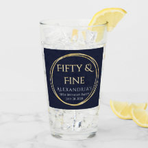 50th Birthday Fifty and Fine Navy Gold Custom