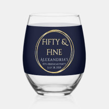 50th Birthday Fifty and Fine Navy Gold Custom