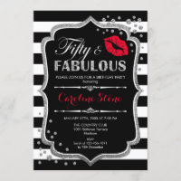 50th Birthday - Fifty Fabulous Black Red Silver