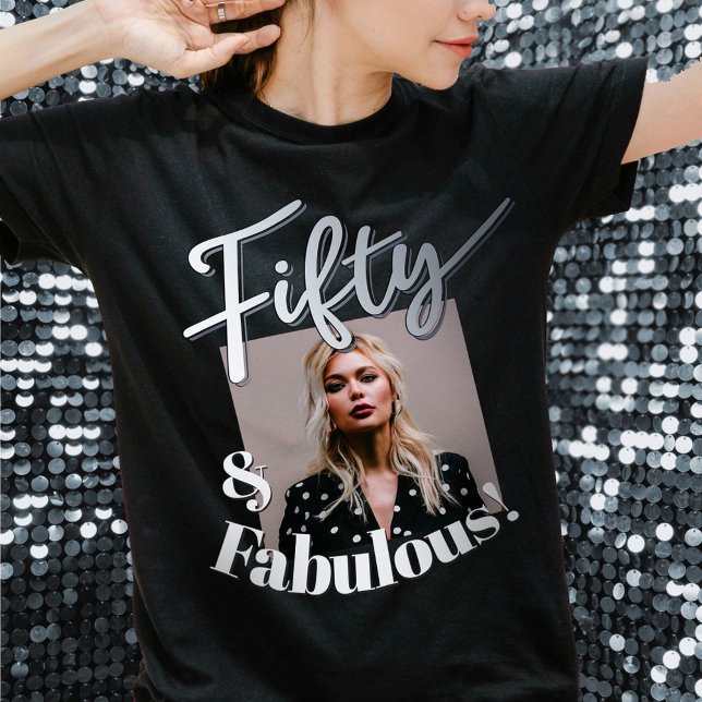 50th birthday fifty fabulous silver script photo Tri-Blend shirt (Creator Uploaded)