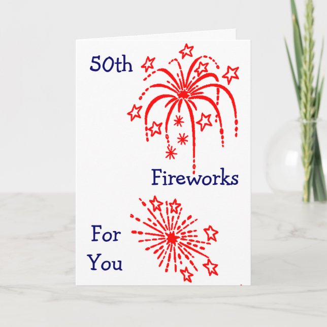 "50th BIRTHDAY" FIREWORKS Card (Front)
