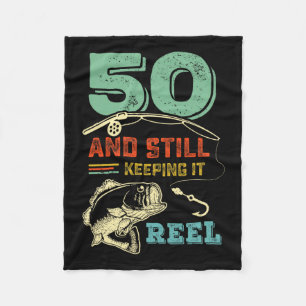 50th Birthday Fishing Turning 50 Fisherman Mens Pu Fleece Blanket