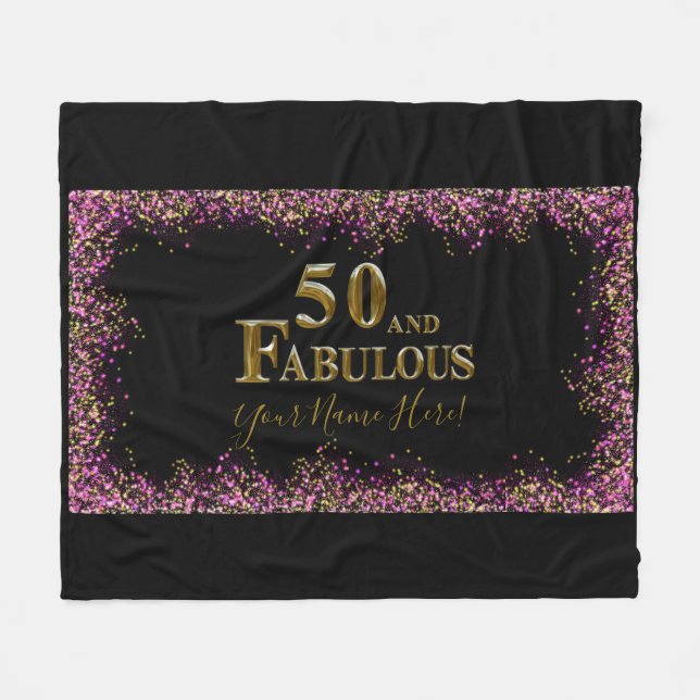 50th Birthday  Fleece Blanket (Front (Horizontal))